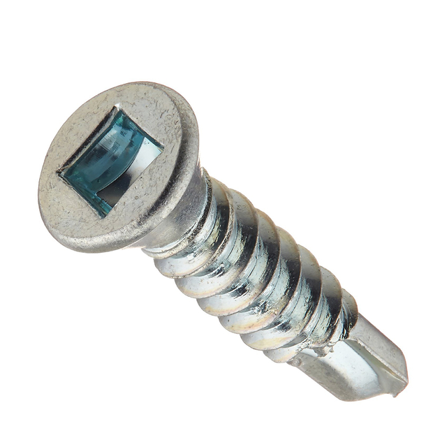 सेल्फ ड्रिलिंग स्क्रू स्क्वायर ड्राइव ट्रिम हेड लो कार्बन स्टील जिंक प्लेटेड
