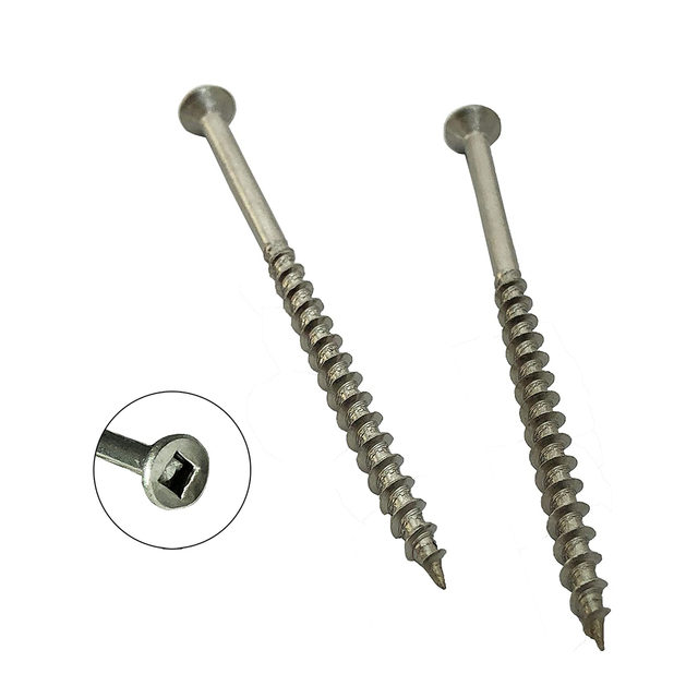 स्क्वायर ड्राइव बिगुल हेड वुड डेक स्क्रू 316 समुद्री ग्रेड स्टेनलेस स्टील प्रकार 17