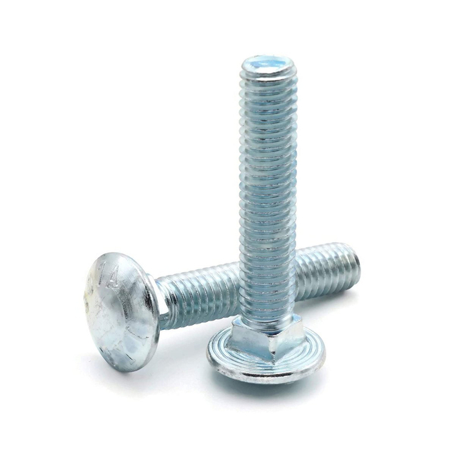 Din603 राउंड हेड स्क्वायर नेक कैरिज बोल्ट व्हाइट ब्लू जिंक प्लेटेड 307A ग्रेड ए स्टील