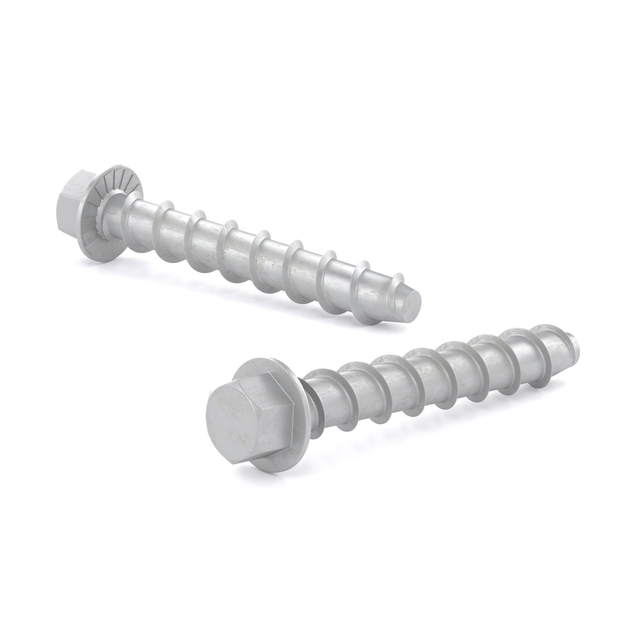 जस्ती कंक्रीट चिनाई पेंच हेक्स निकला हुआ किनारा सिर हेवी ड्यूटी कंक्रीट पेंच एंकर