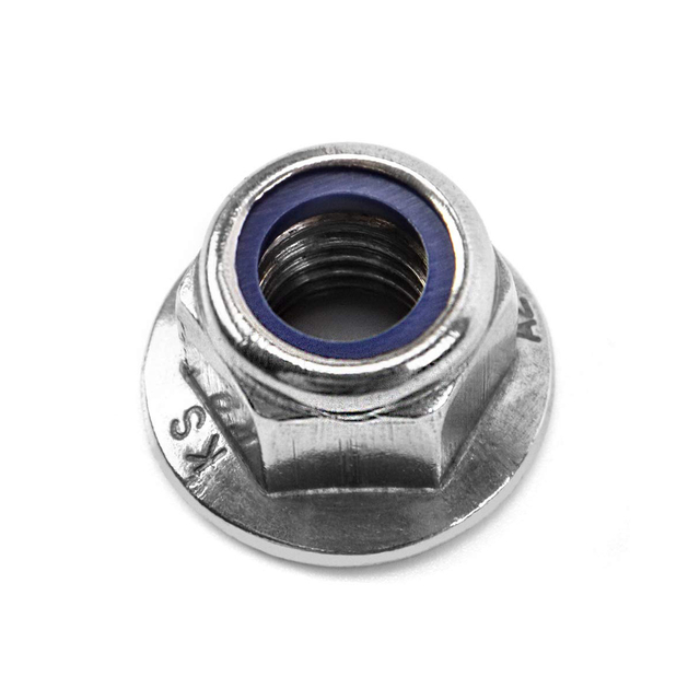 DIN6926 304 स्टेनलेस स्टील हेक्सागोनल निकला हुआ किनारा नट हेक्स नायलॉन लॉक नट