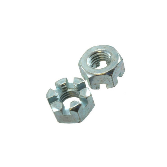 हेक्सागोन स्लॉटेड नट कार्बन स्टील हेक्स कैसल नट जिंक प्लेटेड Din935