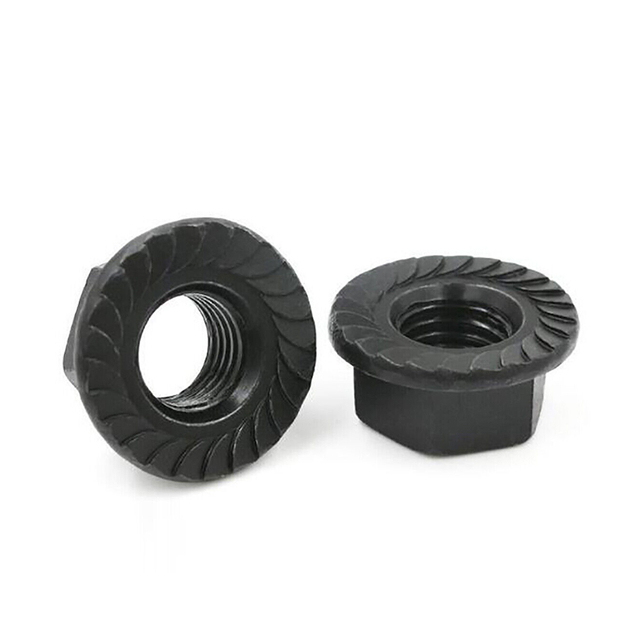 ब्लैक जिंक-प्लेटेड हेक्स दाँतेदार निकला हुआ किनारा DIN6923 निकला हुआ किनारा नट