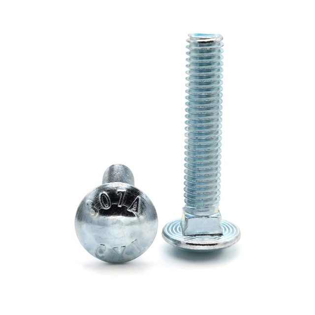 राउंड हेड स्क्वायर नेक कैरिज बोल्ट जिंक प्लेटेड 307ए ग्रेड ए स्टील Din603