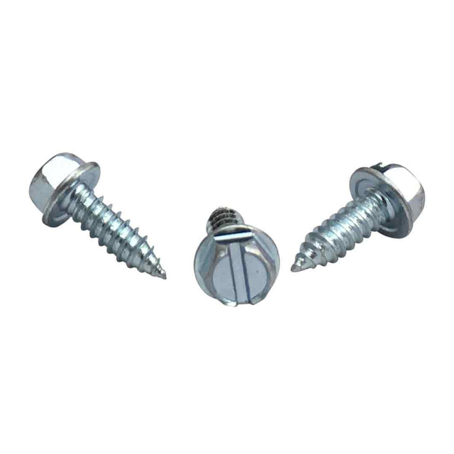 जिंक प्लेटेड स्टील स्लॉटेड ड्राइव हेक्स वॉशर हेड सेल्फ-टैपिंग शीट मेटल स्क्रू
