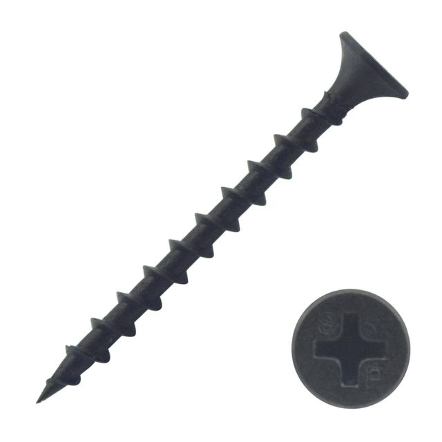 फिलिप्स ब्लैक फॉस्फेट बिगुल हेड मोटे धागे ड्राईवॉल स्क्रू