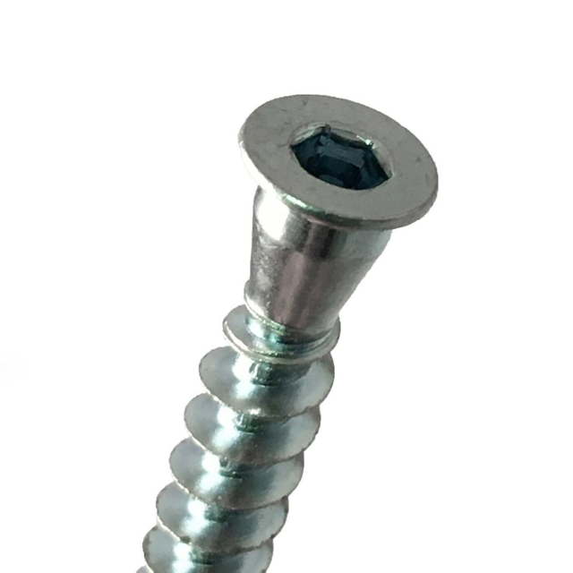 कार्बन स्टील फर्नीचर कन्फर्मेट स्क्रू हेक्स सॉकेट लकड़ी स्क्रू जिंक प्लेटेड
